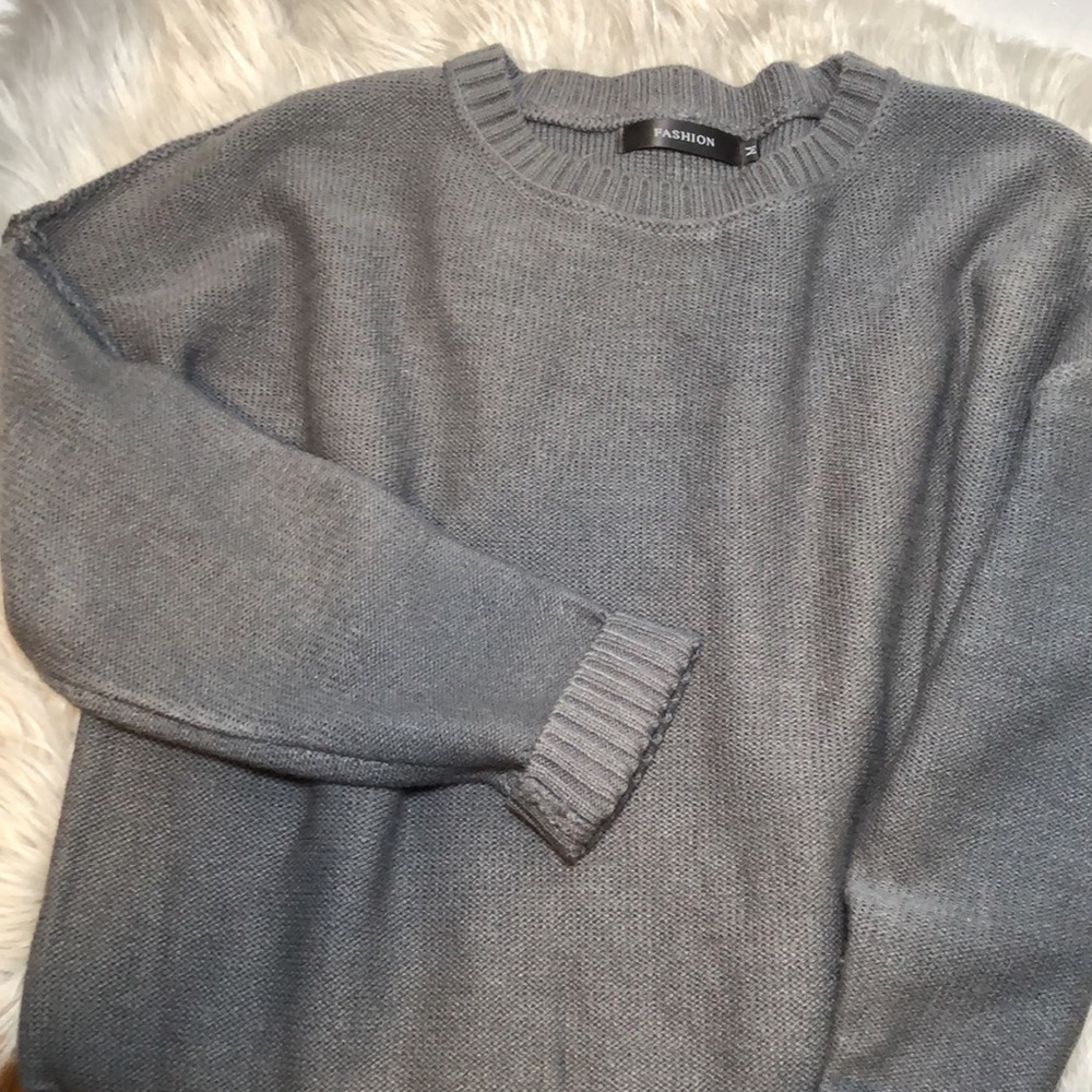 Loose Long Sleeve Sweater Dark Gray
